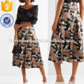 Printed Pleated Silk-satin Midi Skirt Manufacture Wholesale Fashion Women Apparel (TA3062S)